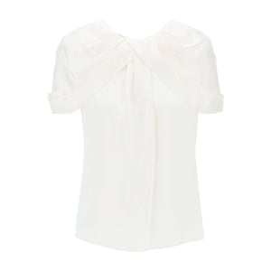 Cream White Satin Blouse With Petal Sleeves STELLA MCCARTNEY JOHN JULIA.