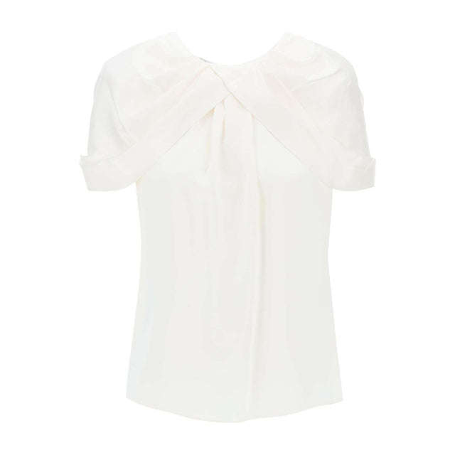 Cream White Satin Blouse With Petal Sleeves STELLA MCCARTNEY JOHN JULIA.