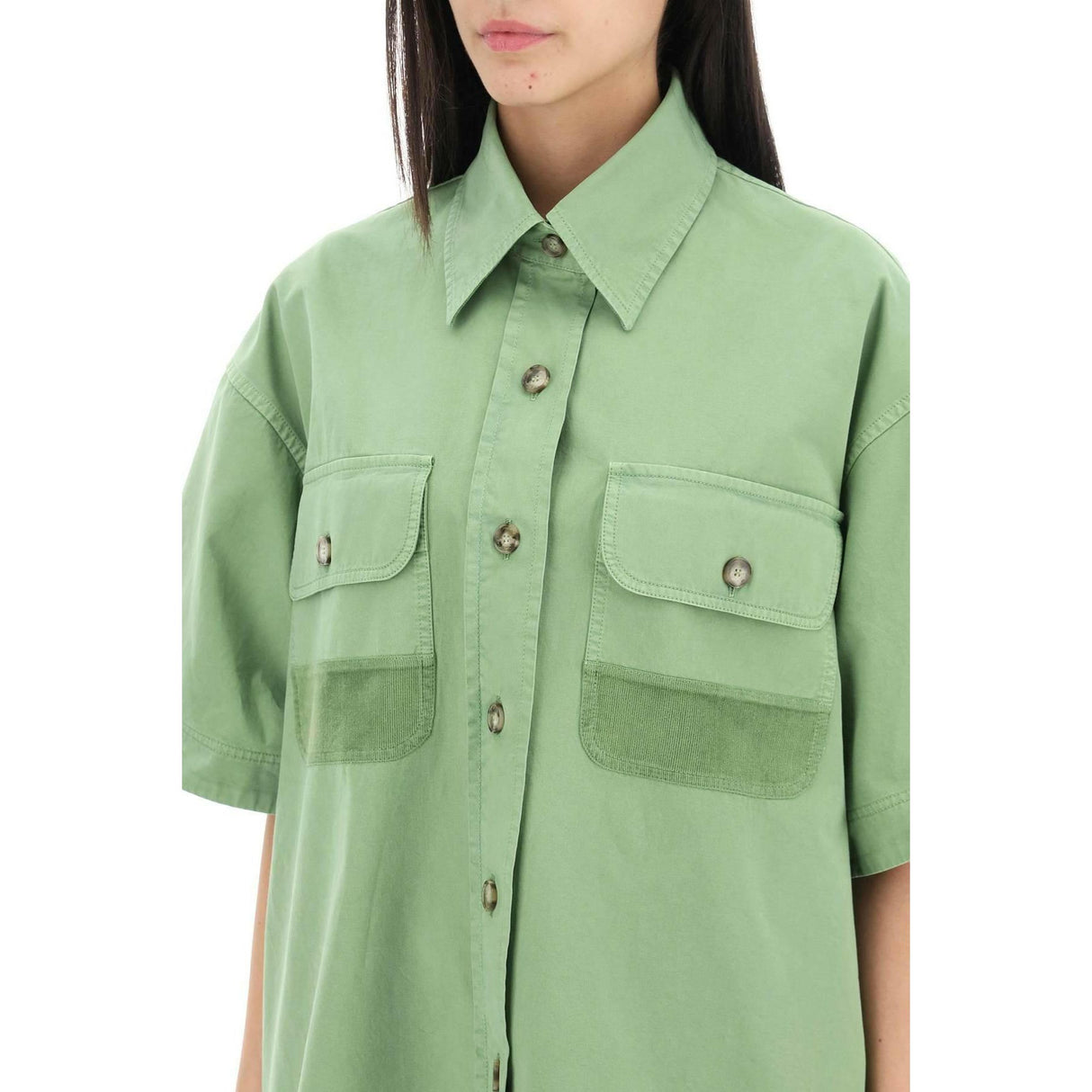 Organic Cotton Utility Shirt in Pistachio STELLA MCCARTNEY JOHN JULIA.