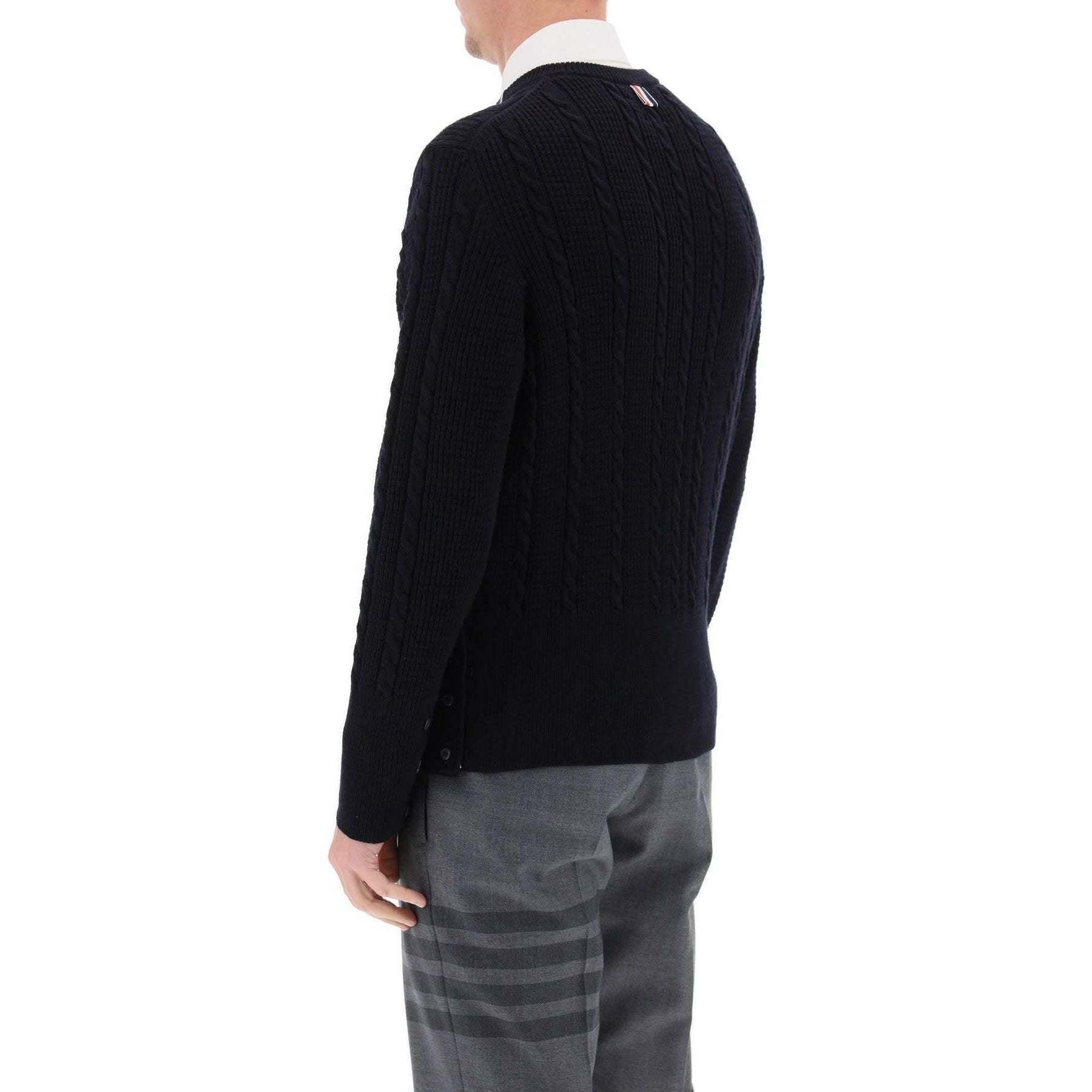 Cable Wool Sweater With Rwb Detail THOM BROWNE JOHN JULIA.