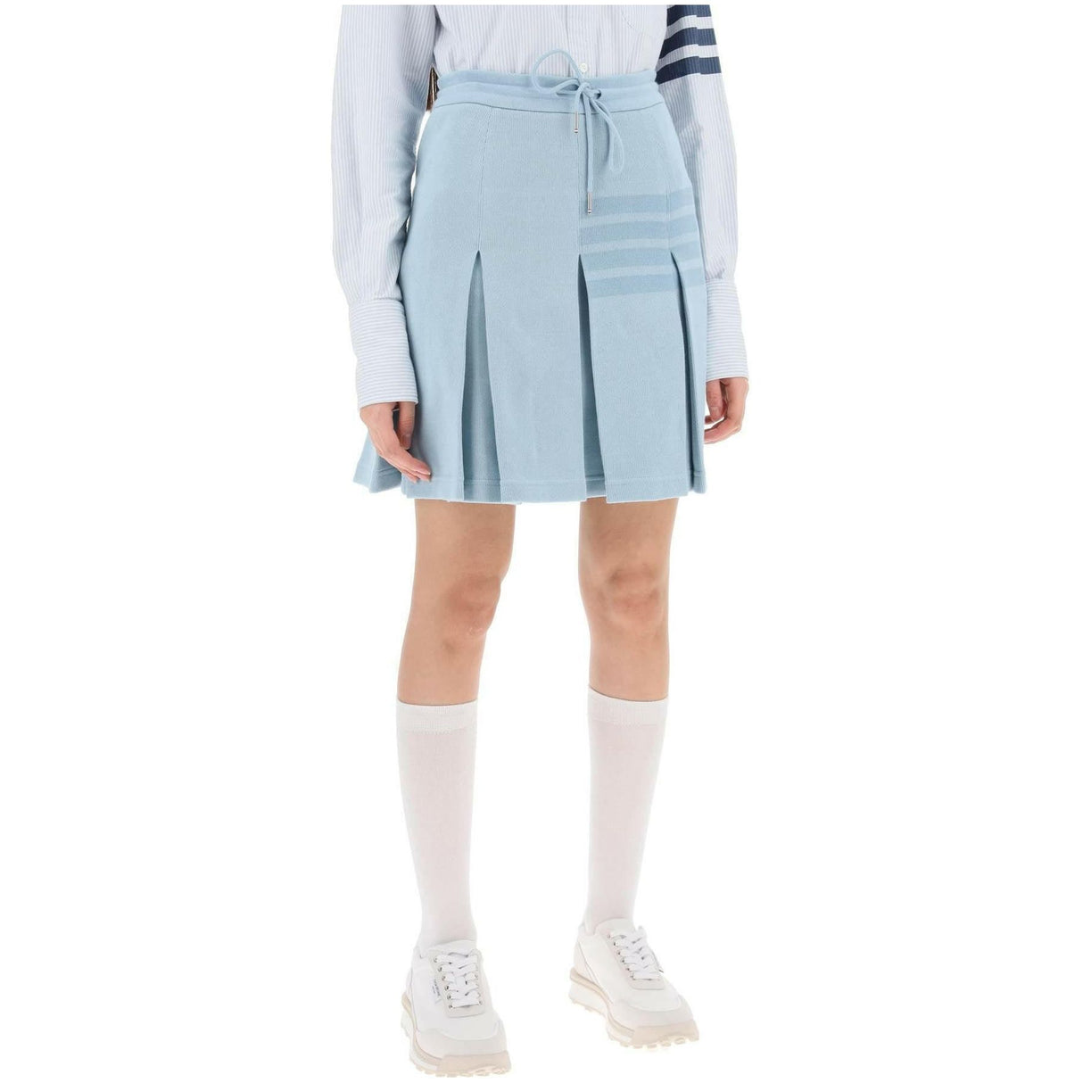 Knitted 4-Bar Pleated Skirt THOM BROWNE JOHN JULIA.