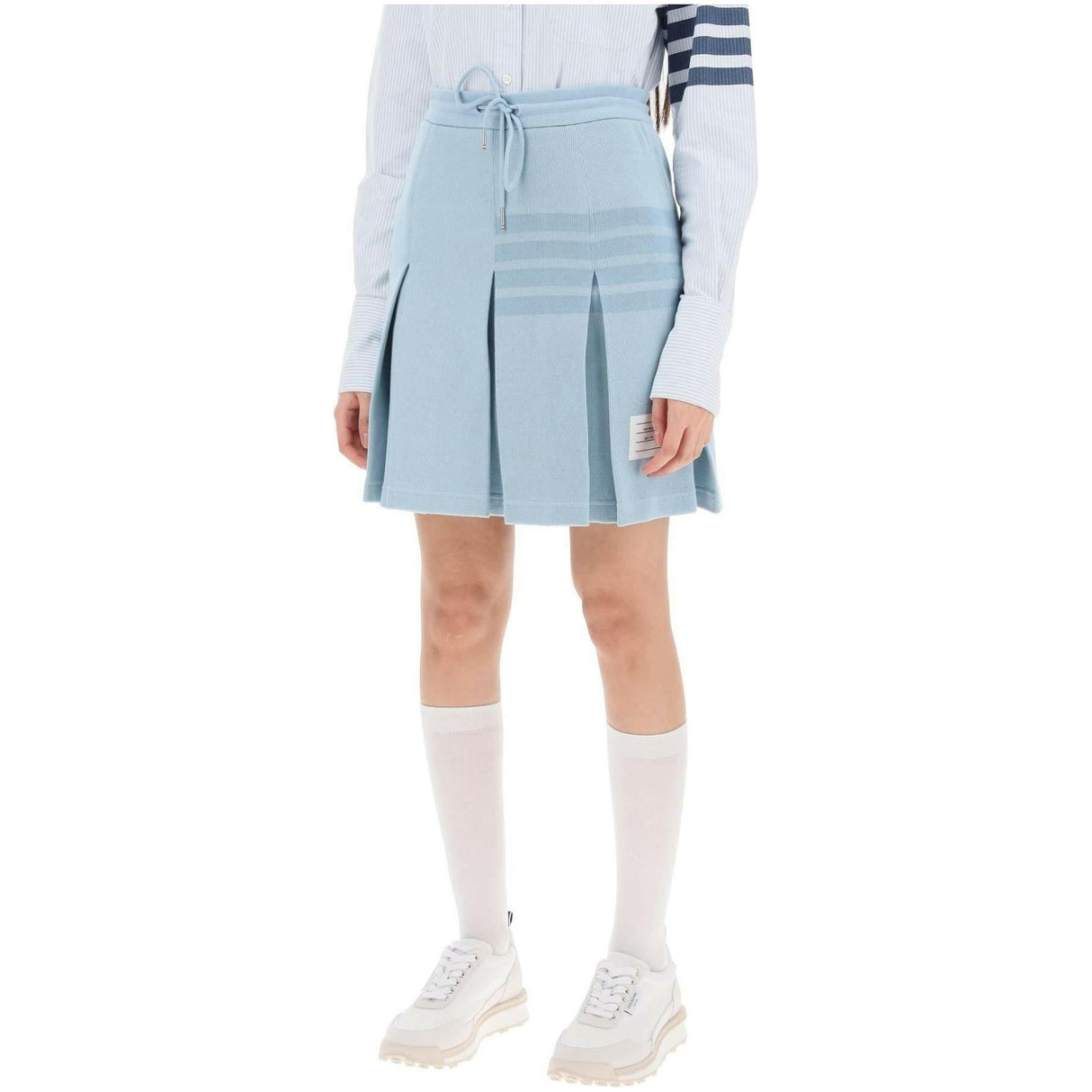 Knitted 4-Bar Pleated Skirt THOM BROWNE JOHN JULIA.