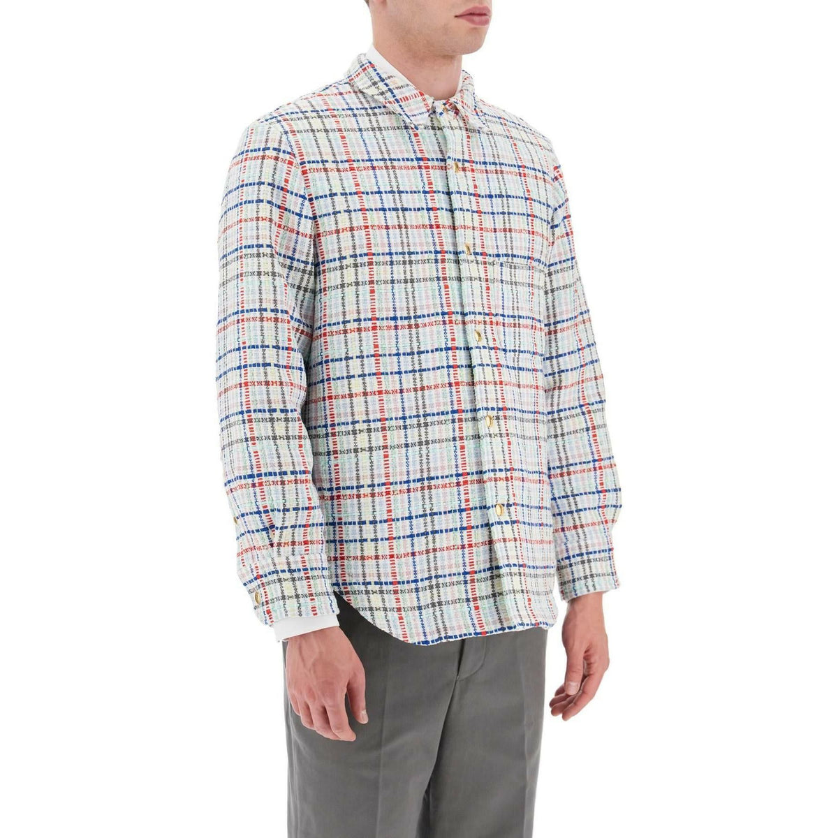 Multicolor Gingham Tweed Shirt Jacket THOM BROWNE JOHN JULIA.
