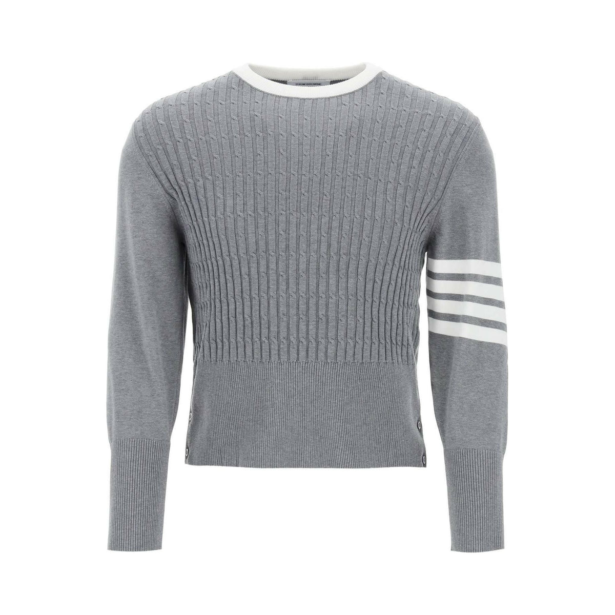 Placed Baby Cable 4-Bar Cotton Sweater THOM BROWNE JOHN JULIA.