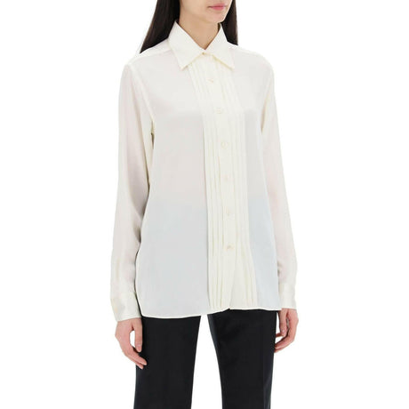 Off-White Silk Charmeuse Tuxedo Shirt TOM FORD JOHN JULIA.