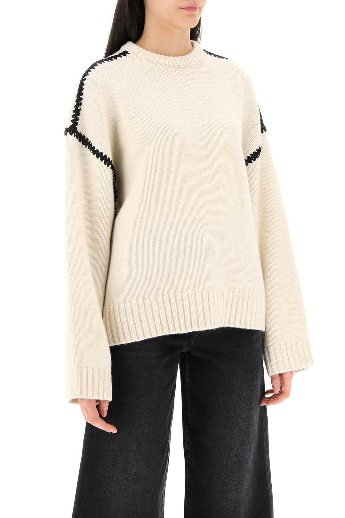 Toteme Embroidered wool cashmere knit snow - JOHN JULIA