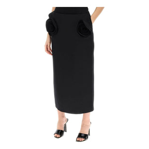 Crepe Couture Pencil Skirt With Rose Appliqués VALENTINO GARAVANI JOHN JULIA.