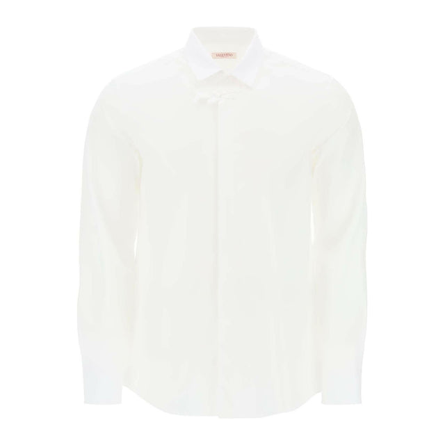 Long-Sleeve Cotton Poplin Shirt With Flower Patch VALENTINO GARAVANI JOHN JULIA.