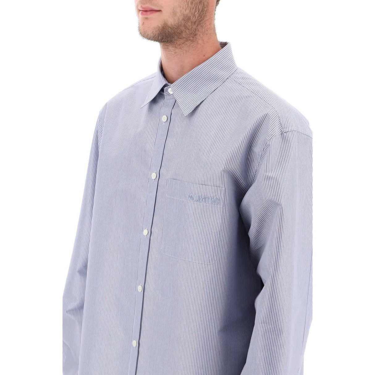 Technical Cotton Shirt With Striped Motif VALENTINO GARAVANI JOHN JULIA.