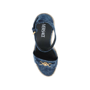 Baroque Denim Wedge Sandals VERSACE JOHN JULIA.