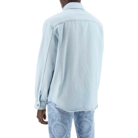 Light Blue Medusa Stone-Washed Denim Shirt VERSACE JOHN JULIA.