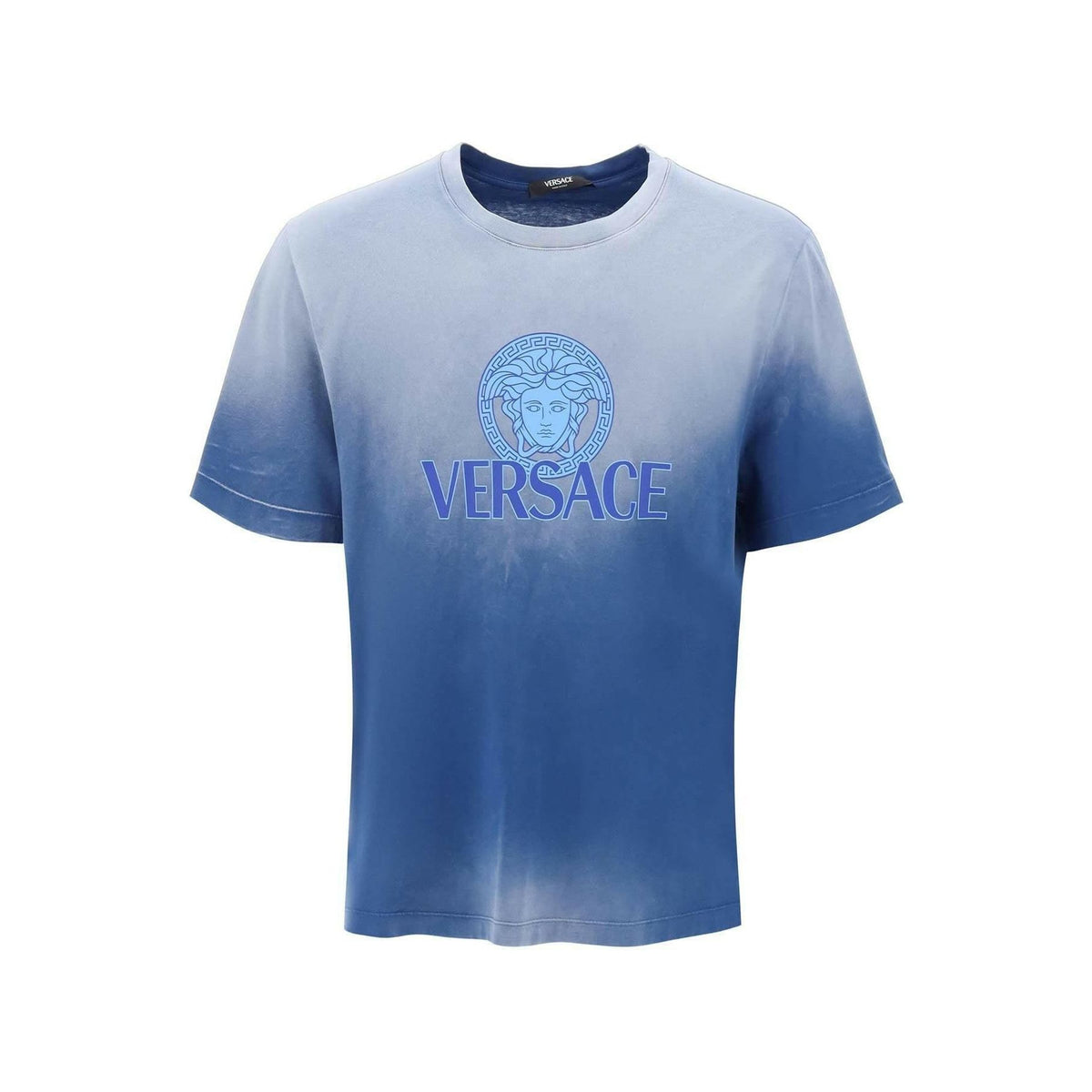 Royal Blue Gradient Medusa Cotton T-Shirt VERSACE JOHN JULIA.