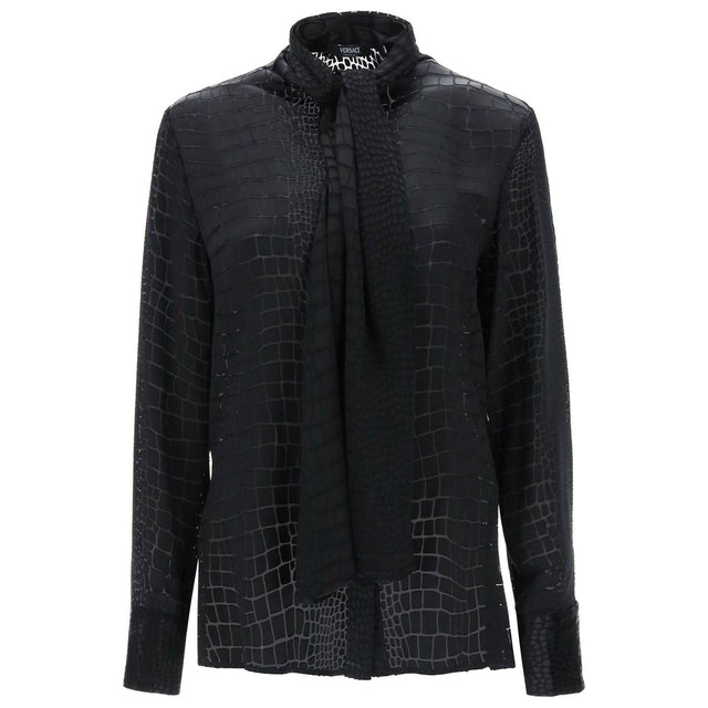 Crocodile Effect Tie Neck Shirt VERSACE JOHN JULIA.