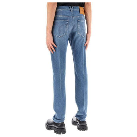 Stretch Denim Slim Fit Jeans VERSACE JOHN JULIA.