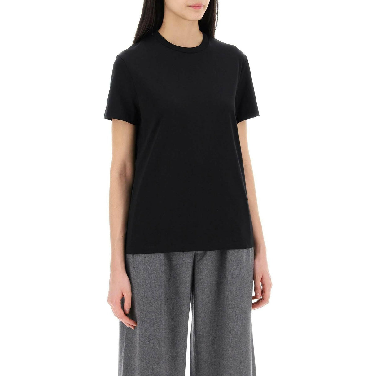 Black Cotton Boxy Crewneck T-Shirt WARDROBE.NYC JOHN JULIA.