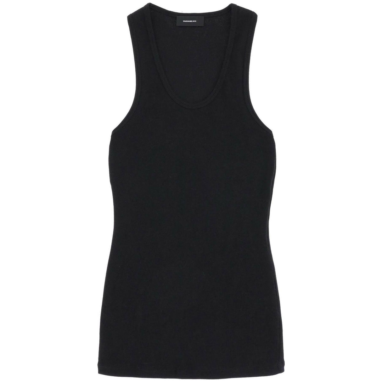 Black Ribbed Cotton Jersey Tank Top WARDROBE.NYC JOHN JULIA.