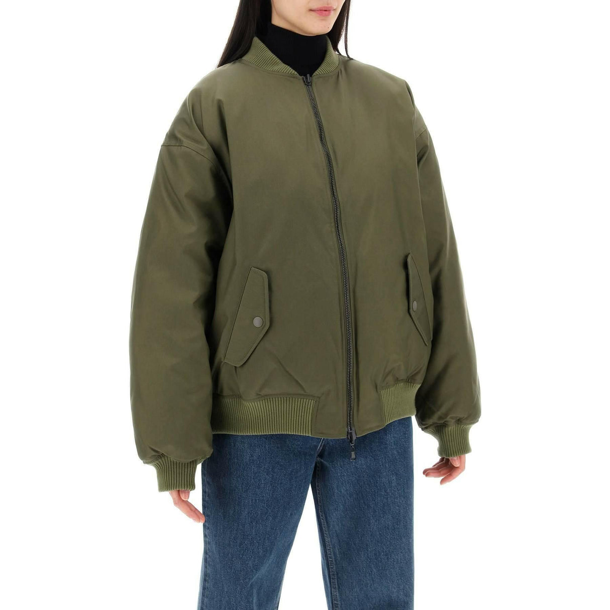 Green Reversible Padded Bomber Jacket WARDROBE.NYC JOHN JULIA.