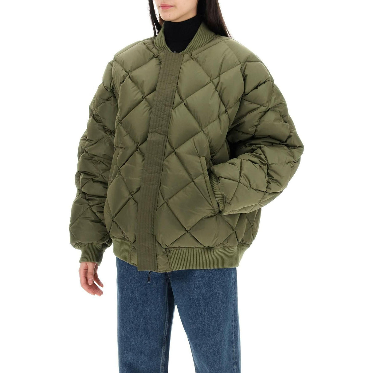 Green Reversible Padded Bomber Jacket WARDROBE.NYC JOHN JULIA.