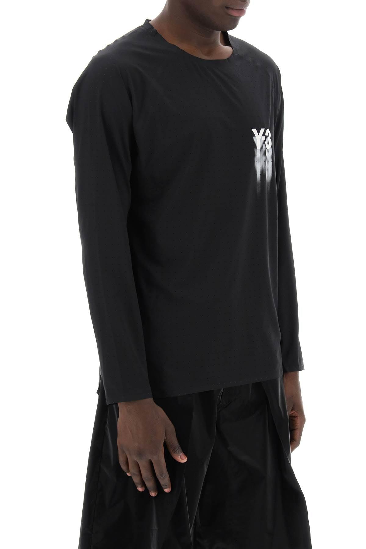 Y 3 Black Long-Sleeve Perforated Technical Jersey Top - JOHN JULIA